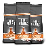 Der-Franz Kaffee, aromatisiert mit Karamaell, Intensität3/5, Arabica und Robusta Kaffeebohnen, 3 x 500 g
