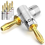 VCELINK Bananenstecker Lautsprecher 24K Vergoldet, 0,75mm - 4mm, (4 Paar / 8 Stück), Banana-Steckverbinder High End für Lautsprecherkabel, Verstärker, HiFi-Boxen, AV Receiver,Schraubbar