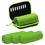 SHANGYU Kühlhandtuch 3er Set, kühlendes Handtuch Fitness und Sport, kühlendes Handtuch als Sporthandtuch, Fitness Handtuch, Eishandtuch Cooling Towel für Fitness, Sport, Reise, Yoga (Grün)