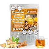 Natürliche Kurkuma-Ingwer-Zimt Teebeutel, 60 Beutel, Premium Handgemischte Kräutertee-Mischung aus Zimt &Ingwer, 100% Natürlich, Vegan, Koffeinfrei, Antioxidantienreich