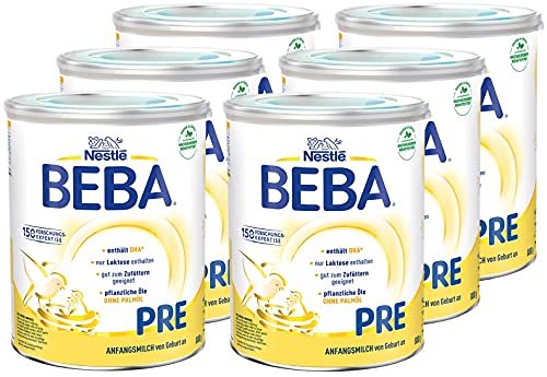Nestlé BEBA Pre Anfangsmilch, Anfangsnahrung von Geburt an, 6er Pack (6 x 800g)