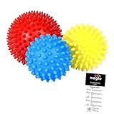 Meglio Faszienball Massagebälle 3er Set, Noppenball set perfekt für den Triggerpunkt-Therapie, Stress Reflexologie, Rücken, Beine & Füße und Gegen Plantarfasziitis, Mit Kostenloser Übungsanleitung