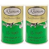 Khanum - Pure Butter Ghee - Bestes Butterfett zum Braten und Kochen im 2er Set à 1 kg Dose