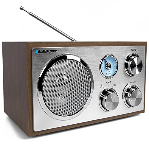 Blaupunkt RXN 180, Küchenradio Retro mit Bluetooth, einfaches Radio mit UKW/FM und Aux In, Retroradio mit Antenne, Büro-Radio, Analog Tuner, Kofferradio, Holzgehäuse, eingebauter Lautsprecher, Holz