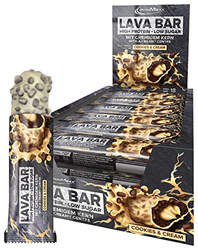 IronMaxx Lava Bar Proteinriegel, Geschmack Cookies and Cream, 18x 40 g (18er Pack)
