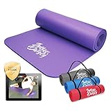 Jung & Durstig Original Yogamatte mit Tragegurt | Gymnastikmatte inklusive Übungen | Sportmatte mit Ebook Workout | Fitnessmatte rutschfest | 180 x 60 x 1 cm | Lila