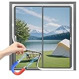 Flow Fire 130 x150 cm Fliegengitter Fenster Magnet, Verstellbares Insektenschutz Magnetisches Fliegengitter
