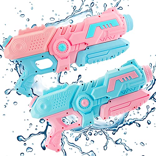 KOROSTRO Wasserpistole Spielzeug,2 Stück Wasser Blaster Kinder (800ML),Großer Kapazität&Hohe Reichweite Erwachsene Wasserspritzpistolen,Junge Wassergewehr SommerParty,Pool&Strandspielzeug,(Blau/Rosa)