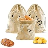 FCSNJH 3 Stück Brotbeutel, 30x40cm Aufbewahrungstasche für Brot, BrottüTen, Brotbeutel Aufbewahrung Frischhalten, Brotsack, Brottasche, Brotsack Zum Frischhalten,Brotbeutel,wiederverwendbar