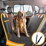 DZKKIUR Hundedecke Auto Rückbank Kratzfest 135x148CM,Hundesitz Auto Rückbank Wasserdicht Hundedecke Auto, Autoschondecke Hund Rücksitz Mit Sitzschutz, Hundebett Auto Sichtfenster,Schwarz