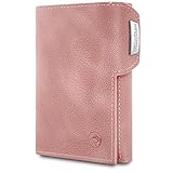 Wolfstrøm Slim Wallet 'Svente' I 11 Karten Mini Geldbörse Herren klein mit Münzfach, RFID Blocker I Damen und Herren Portemonnaie klein I Credit Card Holder Geldbeutel Herren klein – Rosé