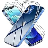 ivoler Hülle Kompatibel für iPhone 12 Mini 5.4 Zoll, mit 3 Stück Schutzfolie, Dünne Weiche TPU Silikon Transparent Stoßfest Schutzhülle Durchsichtige Handyhülle Kratzfest Case