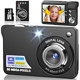4K Digitalkamera 56MP Fotokamera mit Autofokus 20X Digitalzoom Fotoapparat Tragbare Kompaktkamera mit 32GB SD-Karte für Kinder Teenager Anfänger Geschenk (Schwarz)