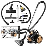 VERTENZ Wonder 20 | Zyklon-Staubsauger mit Multizyklon-Technologie | Beutellos | 17.000 Pa Saugleistung | 2L Staubbehälter | HEPA H13 Filter | 8 Aufsätze | 800 W | Kompakte Größe