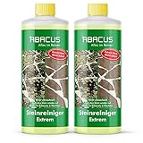 ABACUS® Steinreiniger Extrem, intensiver Steinreiniger für außen mit Sofortwirkung, entfernt sofort Schmutz, Grünbelag, Flechten & Algen auf Steinen in Minuten, Steinreiniger Intensiv außen 2x 1000ml