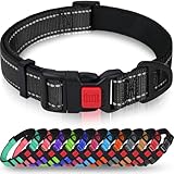 Taglory Hundehalsband, Weich Gepolstertes Neopren Nylon Hunde Halsband für Mittlere Hunde, Verstellbare und Reflektierend für das Training, Schwarz M (1er Pack)