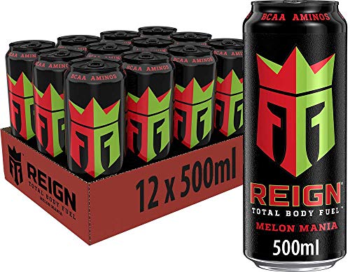 REIGN Melon Mania, 12x500 ml, Einweg-Dose, Performance Energy Drink mit BCAA, L-Arginin, B-Vitaminen und natürlichem Koffein