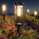 EDISONFIRE Sehr Hell Solarlampen für Außen Garten, 8 Stücke Gartenleuchten Solar Warmweiß, IP65 Wasserdicht Solarleuchten Garten Außenbeleuchtung Wegeleuchte Deko für Außen Garten Terrasse Pfad Rasen