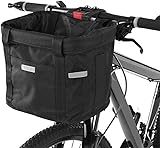 Fahrradkorb, Faltbar Fahrrad vorne Korb, mit Lenkeradapter und Kabellbinder,Abnehmbare Lenkerkorb Tasche für Kleiner Hund-Einkaufen-Reisen-Picknick, 34 x 24 x 8 cm