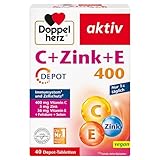 Doppelherz C + Zink + E 400 - Vitamin C und Zink unterstützen die normale Funktion des Immunsystems - vegan - 40 Tabletten