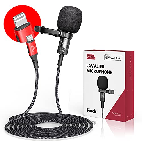 Pixel MFi Lavalier Mikrofon für iPhone/iPad, Omnidirektionales Aufnahme und HiFi-Klangqualität Ansteckmikrofon mit 3 M Kabel für YouTube Vlogs Videoaufnahme und Podcast Aufzeichnung