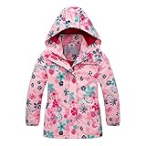 Mädchen Regenjacke Kinder Kapuze Regenmantel Windbreaker mit Fleecefutter, 2906, 14