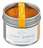 Zauber der Gewürze Cayennepfeffer, Cayenne-Pfeffer als Pulver gemahlen, scharf, Top-Qualität in wiederverschließbarer Aroma-Dose, 45 g