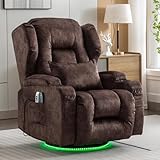 Oprisen Elektrisch Verstellbar Relaxsessel Fernsehsessel mit Liegefunktion, Drehbar Massagesessel mit Wärmefunktion, TV Sessel Kinosessel Liegesessel Sofa für Wohnzimmer,bis 150 kg (1, Samt Braun)