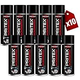 PRITEX – Silikonspray 10 x 400 ml schmiert, pflegt und schützt diverse Materialien – fettfreies Trennmittel für Kunststoff, Gummi, Holz & Metall – Gleitspray Pflegemittel Schmiermittel