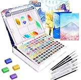 120 Professionelles Aquarellfarben Set,Einschließlich 12 Fluoreszierende Farben,6 Macron-Farben und 36 Metallic Aquarellfarben,Perfekte Aquarell-Sets für Künstler und Erwachsene