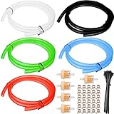 ZAMDOE Benzinschlauch Kraftstoffleitung (5 Stück * 1 Meter) Gummi Kraftstoffschlauch für Motorräder, Kettensägen, Weedeaters, Trimmer (Schwarz/Rot/Blau/Grün/Transparent), mit Kraftstofffilter Klammern