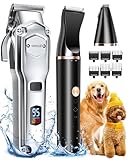 oneisall Hundeschermaschine und Pfotentrimmer 3in1 Set, IPX7 Wasserdicht Schermaschine hund Dichtes Fell Pfotenschermaschine Haarschneidemaschine für Hunde Katzen