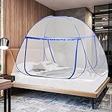 AnJeey Moskitonetz Bett, Pop up Doppeltür Tragbare, Faltdesign mit Unterseite, Einfache Installation, Wirksam gegen Mückenstiche für Outdoor Camping Reisen Schlafzimmer, 180 * 200cm