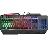 Rii Gaming Tastatur USB Regenbogen beleuchtete Tastatur, 19 Anti-Ghosting, Keyboard Für PC/Laptop/PS4/Xbox One (Deutsches Layout)