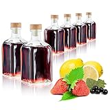 com-four® 6x Glasflasche 120 ml mit Korken - leere Flasche mit Korkenverschluss - Glasbehälter zum Befüllen mit Flüssigkeiten wie Öl, Essig und Spirituosen (viereckig - 120ml)