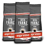 Der-Franz Espresso Kaffee, Intensität 5/5, Arabica und Robusta, ganze Bohne, 3 x 500 g