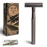 ANYMALE® Rasierhobel Black Edition - inklusive 5 ASTRA Klingen - Zero Waste Rasierer für Damen und Herren