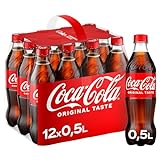Coca-Cola Classic - pure Erfrischung mit unverwechselbarem Coke-Geschmack in stylischem Kultdesign - Einweg Flasche (12 x 500 ml)