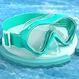 COOLOO Taucherbrille Kinder, Schnorchelmaske Kinder Mit Elastische Stoffband Polycarbonat-Linse UV-Schutz Anti-Beschlag 180°HD-Sicht Schwimmbrille Kinder Für Junge Mädchen 4-16 Jahre