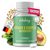 Vitabay Vitamin B Komplex Hochdosiert - 180 VEGANE Vitamin B Tabletten (Halbjahres Vorrat) - B Vitamine Natürlich - (Vitamin B12 Vitamin B6 Vitamin B2 B5 Vitamin B 1 B9 Vitamin B7) - Vit B Komplex