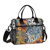 aidingzhi Lunchboxen mit Eulen-Motiv, verstellbare Lunchtasche mit Seitentasche mit Schultergurt, Teenager, Büro, S