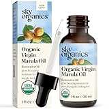 Sky Organics Bio-Marula-Öl für das Gesicht 100% rein und kaltgepresst, USDA-zertifiziert, zum Auffüllen, Ausgleichen und Verstärken des Aussehens, 1 fl 30 ml