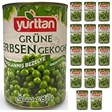 Yurttan, Grüne Erbsen Gekocht 400 Gramm X 15 Stück Dosenbohnen