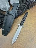 TEERMA DC1 - Großes Jagdmesser aus D2-Stahl - Feststehendes mit Scheide - Zweischneidiges Schwert mit G10-Griff - Full Tang Survival Messer für Outdoor Aktivitäten