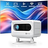 VOPLLS Mini Beamer Portable Projector Klein Handy Projektor Heimkino 1080P HD 400Ansi 2.4/5G Dual-Band WiFi 5.2 Bluetooth E-Fokus Trapezkorrektur Kompatibel Mit TV Stick/iPhone/Android/Laptop/HDMI