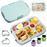 Brotdose Kinder mit Fächern,Kindergarten Lunchbox Auslaufsicher Bento Box mit 6 Unterteilung,Mikrowelle Jausenbox Schule für Erwachsene,Mädchen,Jungen,Vesperbox Bentobox Lunch Box für Ausflüge