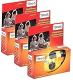 3X 1A Photo PORST Einwegkamera/Hochzeitskamera/Partykamera Edition Topshot in rot/orange (27 Fotos, mit Blitz und Batterien, 3er Pack)