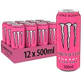 Monster Energy Ultra Rosa - koffeinhaltiger Energy Drink mit erfrischendem Grapefruit Geschmack - ohne Zucker und ohne Kalorien - in praktischen Einweg Dosen (12 x 500 ml)
