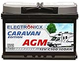 ElectronicX AGM Batterie 12V 100Ah - Hochleistungs-Solarbatterie, Mover & Wohnwagenkompatibilität, Deep-Cycle, Bootsanwendung, Langlebigkeit 100 Ah AGM