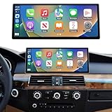 Road Top CarPlay Bildschirm, 12,3 Zoll Autoradio Touchscreen für BMW 5er E60/E61 mit CIC System(2008-2010 Jahr), Autoradio mit schmaler Blende, kompatibel mit Apple CarPlay/Android Auto/MirrorLink